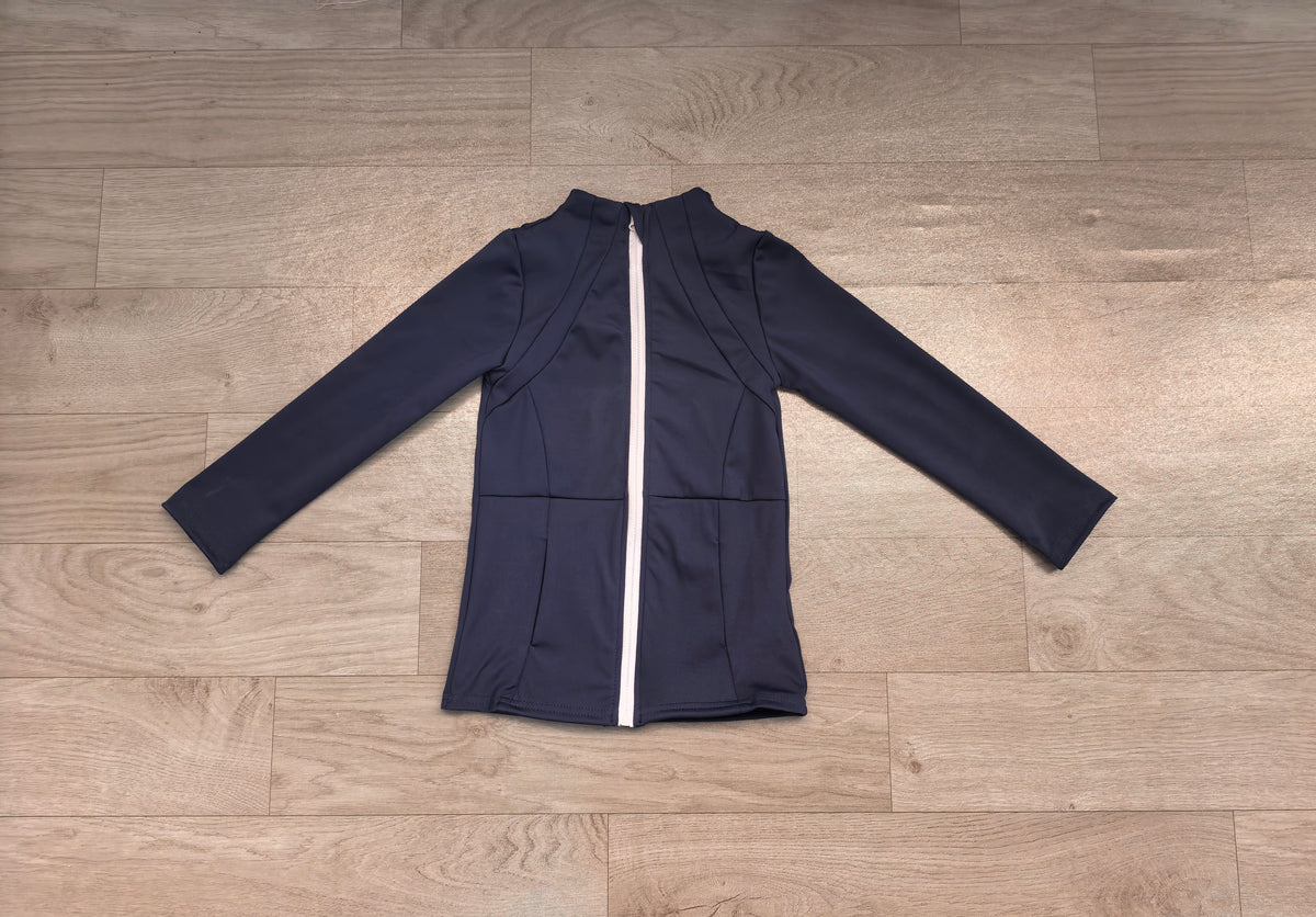 Sample-Real Pics GT0677 Baby Girl Clothes Solid Navy Full Zip Long Sleeve Rash Guard