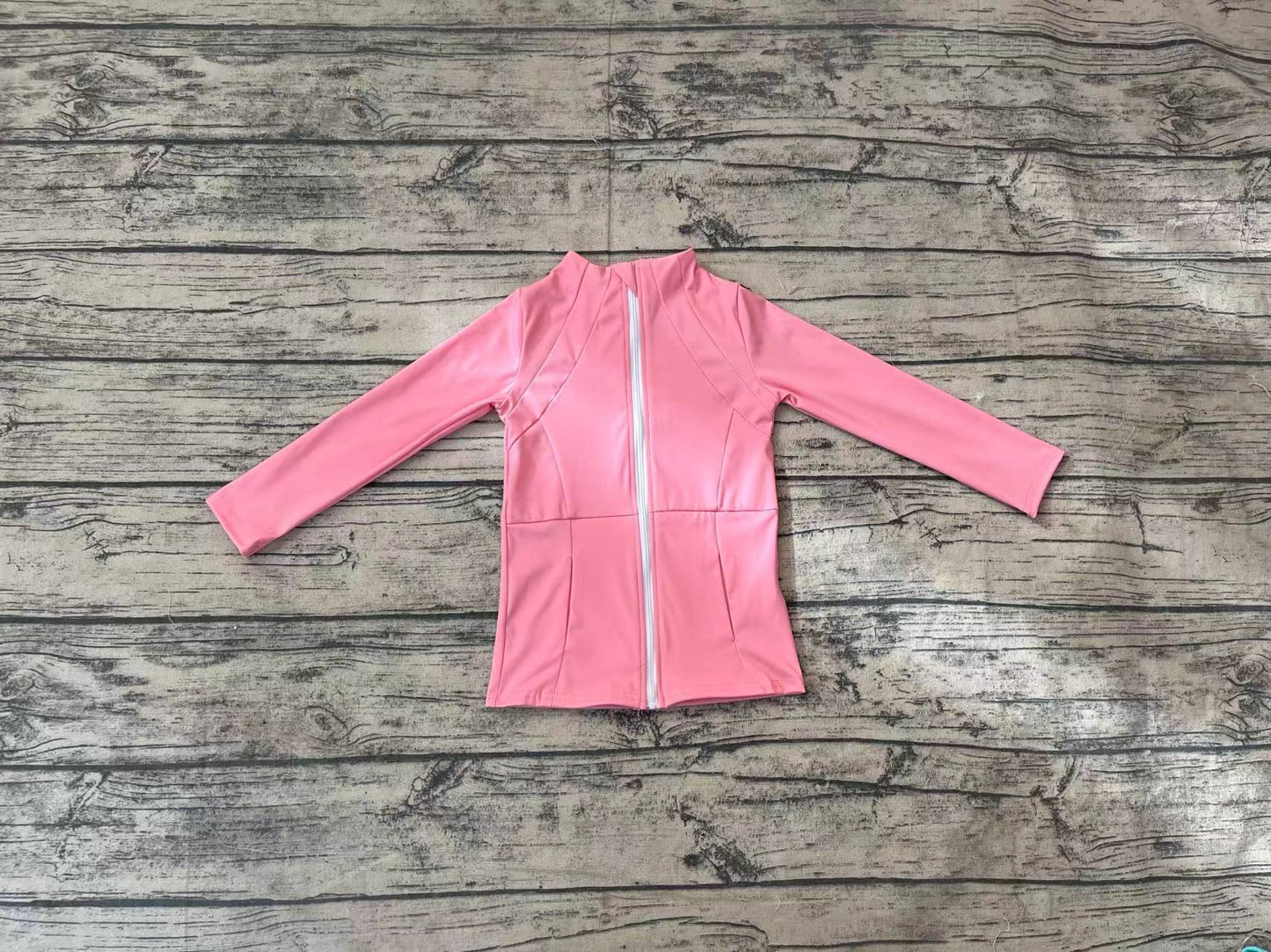 kids yoga pink zipper pockets GT0680 long sleeve top sweater girl top yoga clothes 202409