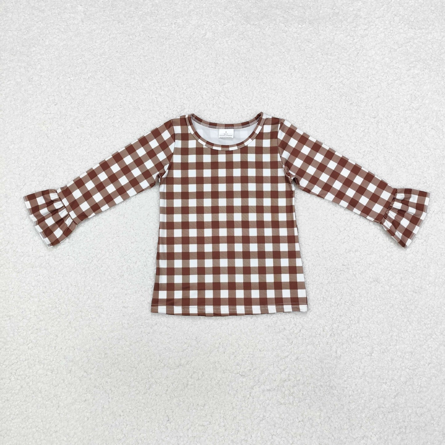 GT0738  plaid  girl ruffle top deer  T-shirt top 202410 RTS