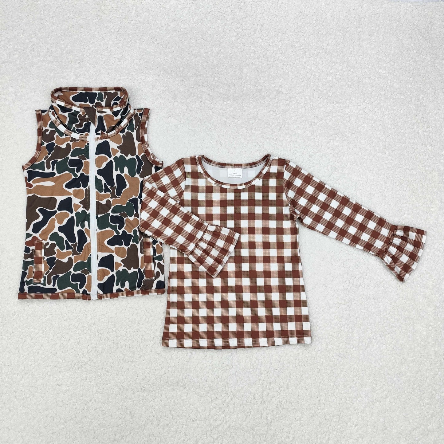 GT0741 组合 RTS 2pcs girl top with vest Christmas deer Zipper vest T-shirt top 202410