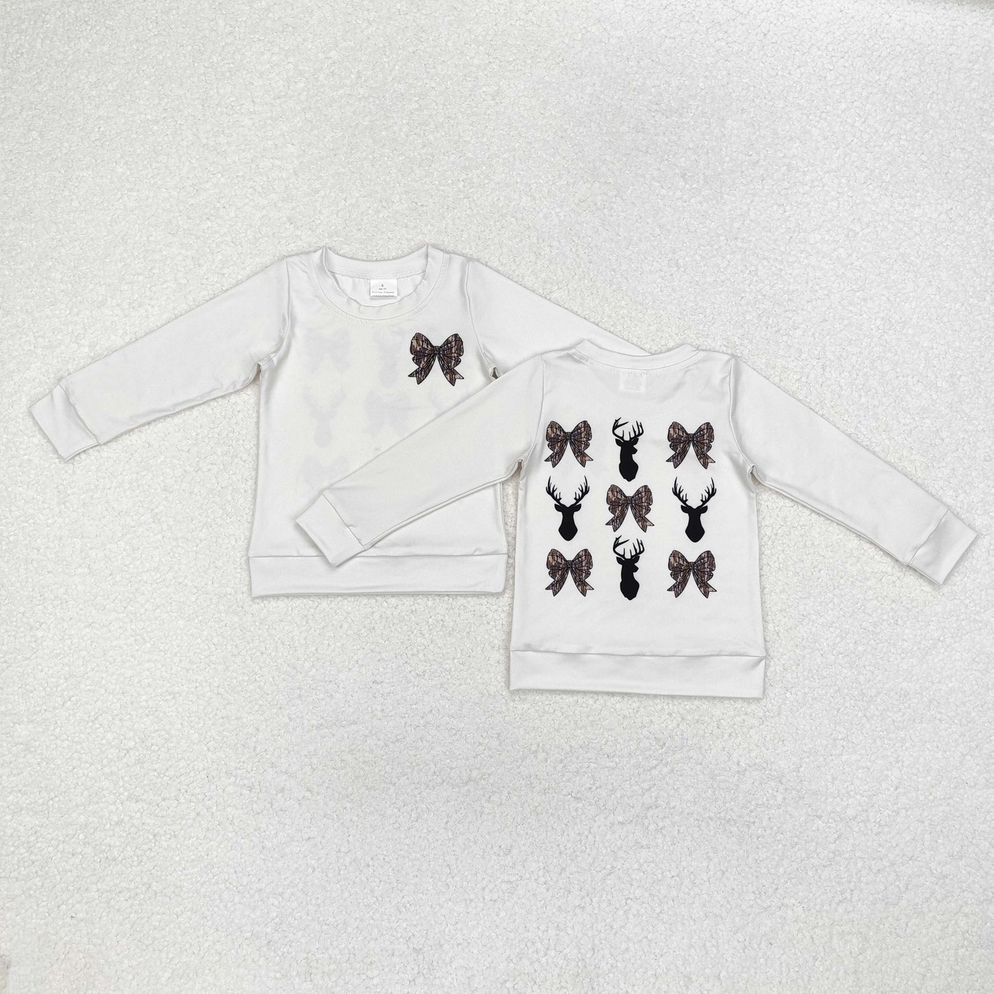 GT0760 deer bow long sleeve girl top coat pullover 202410 RTS
