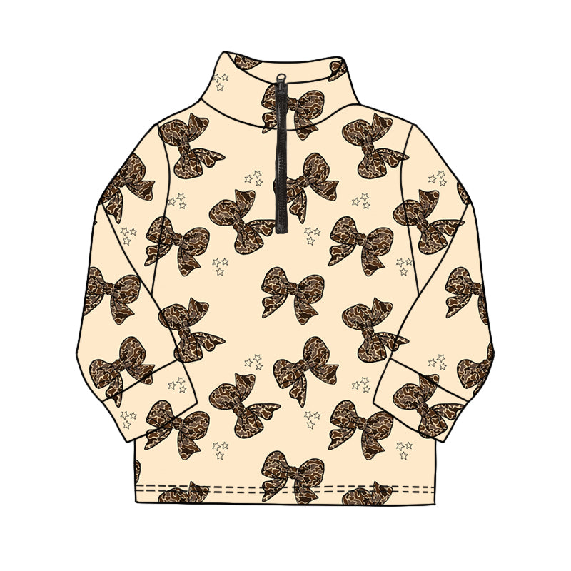 camo bow zipper girl top jacket shirt preorder 202410(复制)