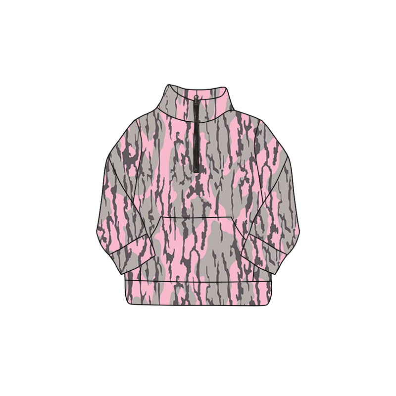 preorder GT0888 pink camo long sleeve top girl zipper pullover 202411