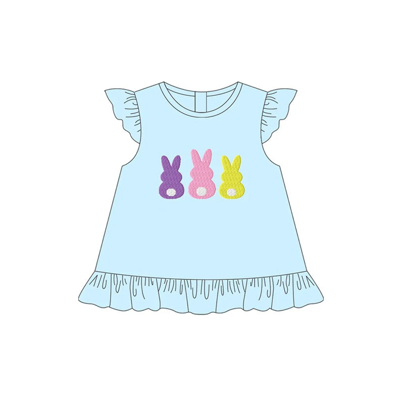GT0946 Easter bunny bow top kids girl 202501 preorder
