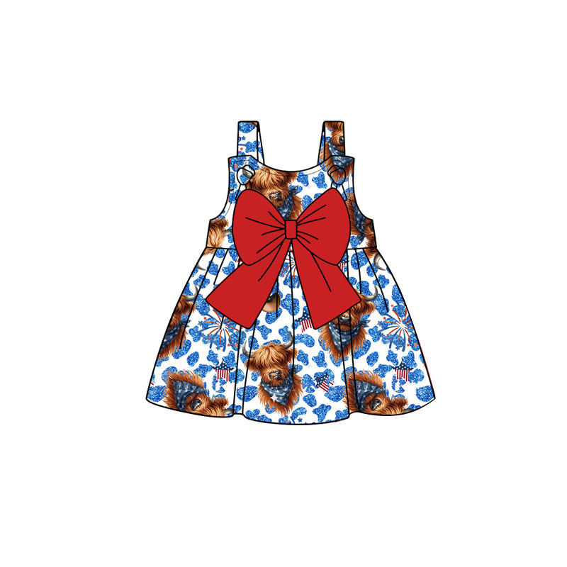 GT0948 4th July cow bow top kids girl 202501 preorder