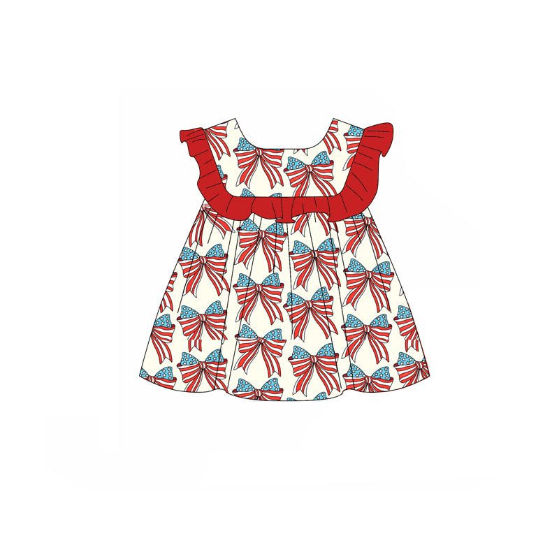 GT0948 4th July cow bow top kids girl 202501 preorder