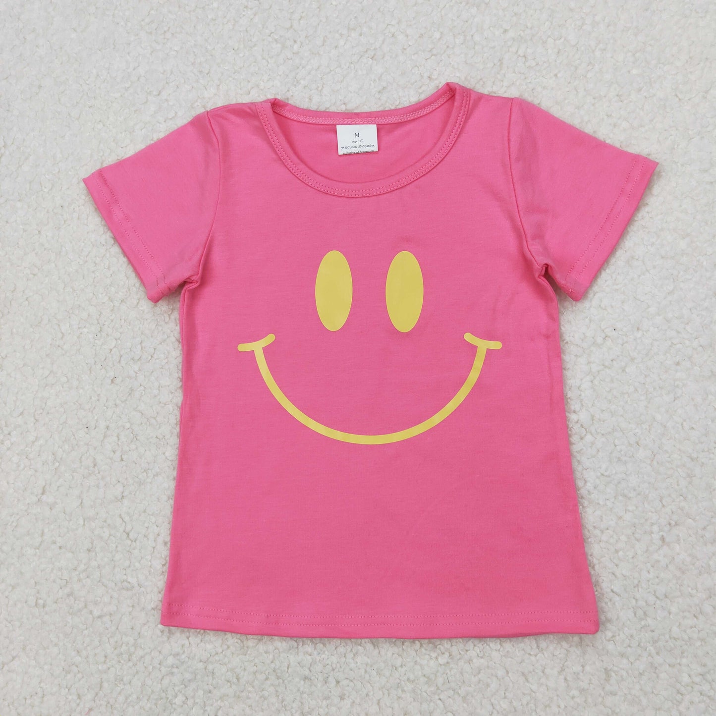 GT0959 vinly smile face top kids girl RTS Free shipping order $100+