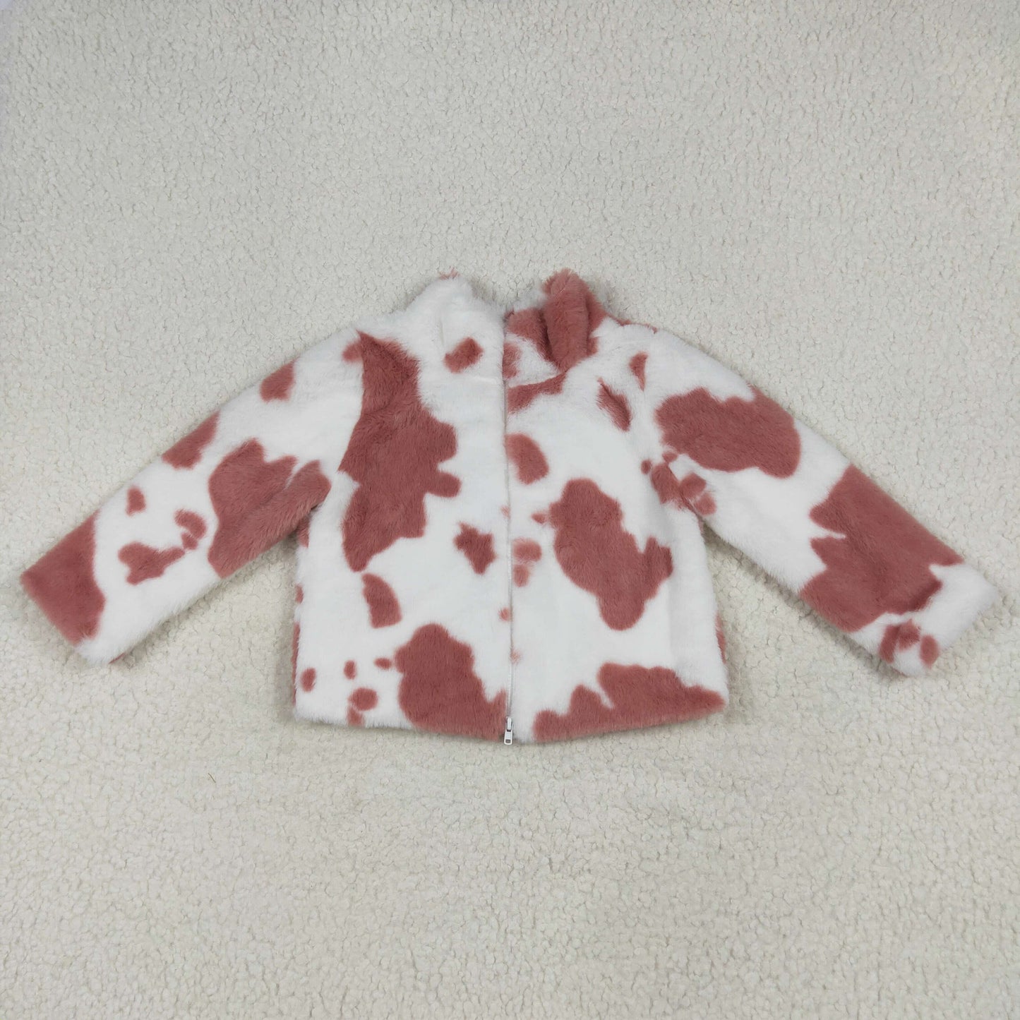 GT1027 2xs-3xl Zipper plush style stand-up collar cow print soft comfortable winter coat Free shipping order $100+ certain items RTS