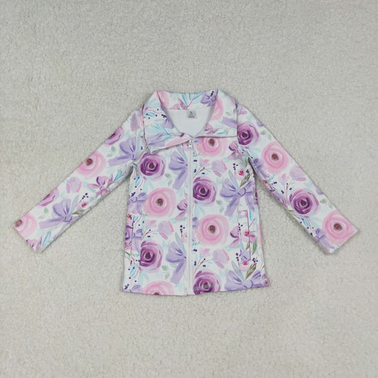 GT1083 YOGA BOW Flowers girl summer zipper jacket top 202510 RTS