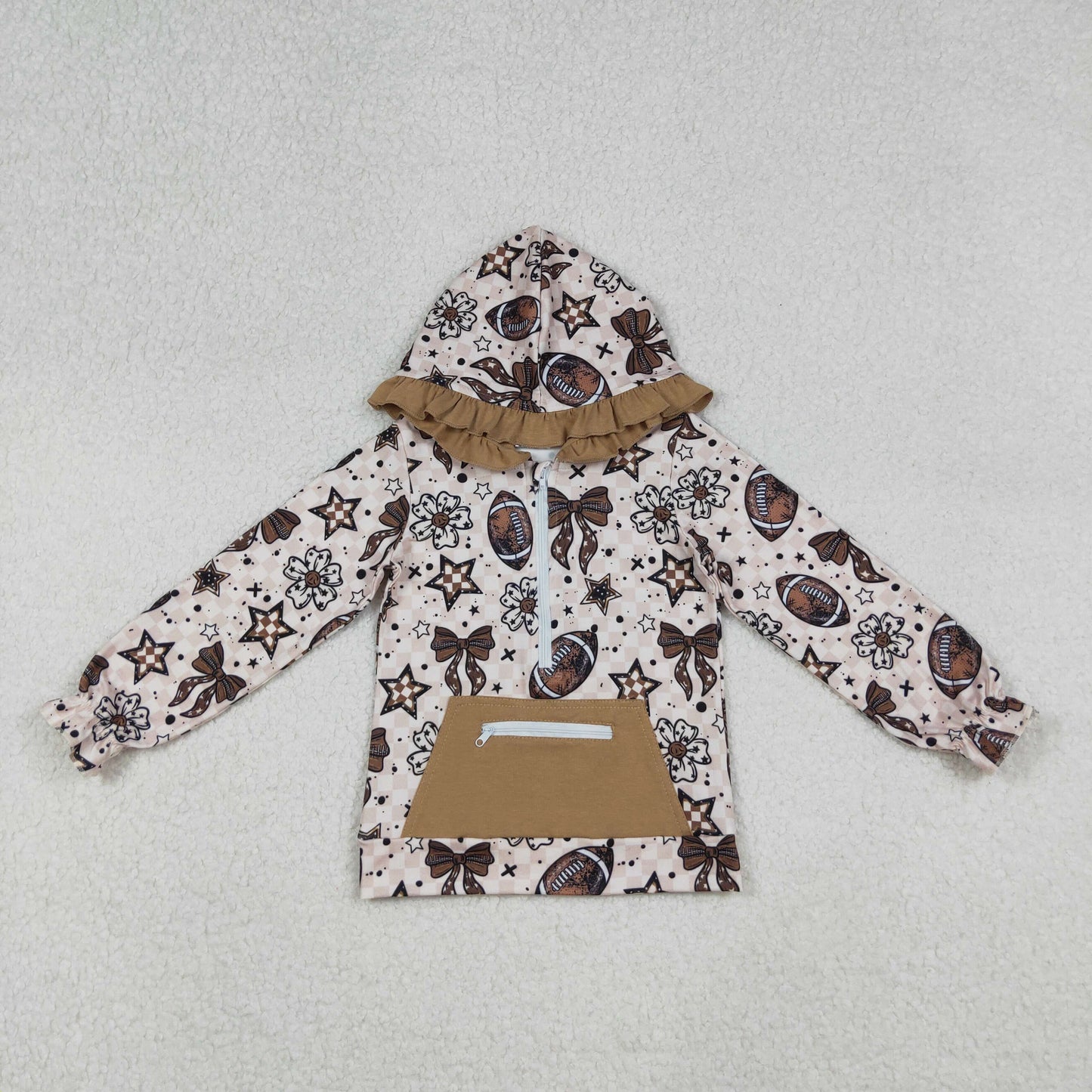 GT1152 Hoodie football bow long sleeve girl top coat pullover 202509 RTS