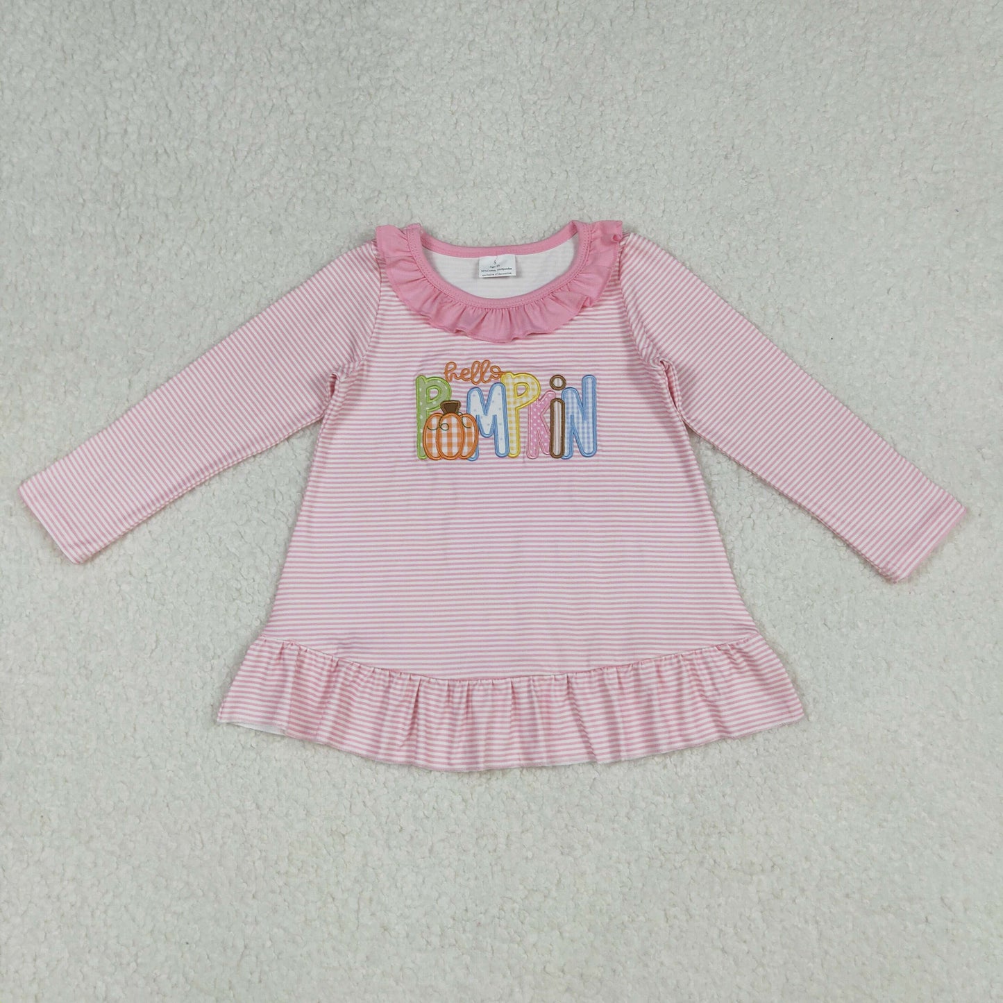 GT1183 Embroidery PUMPKIN Halloween girl top coat pullover 202509 RTS