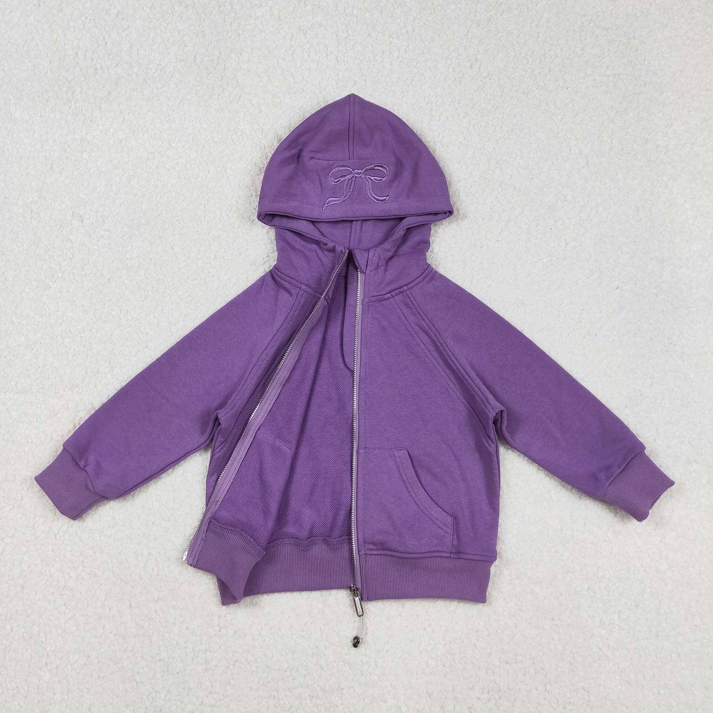 GT1202 Embroidery PURPLE fall hoodie Christmas BOW Embroidery girl top zipper coat 202509 RTS