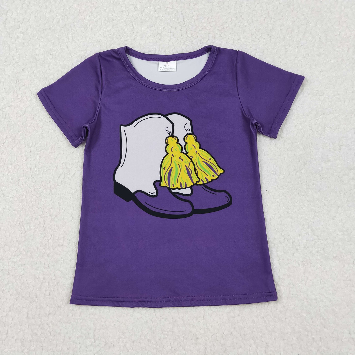 GT1254 Mardi Gras purple top kids girl 202510 RTS