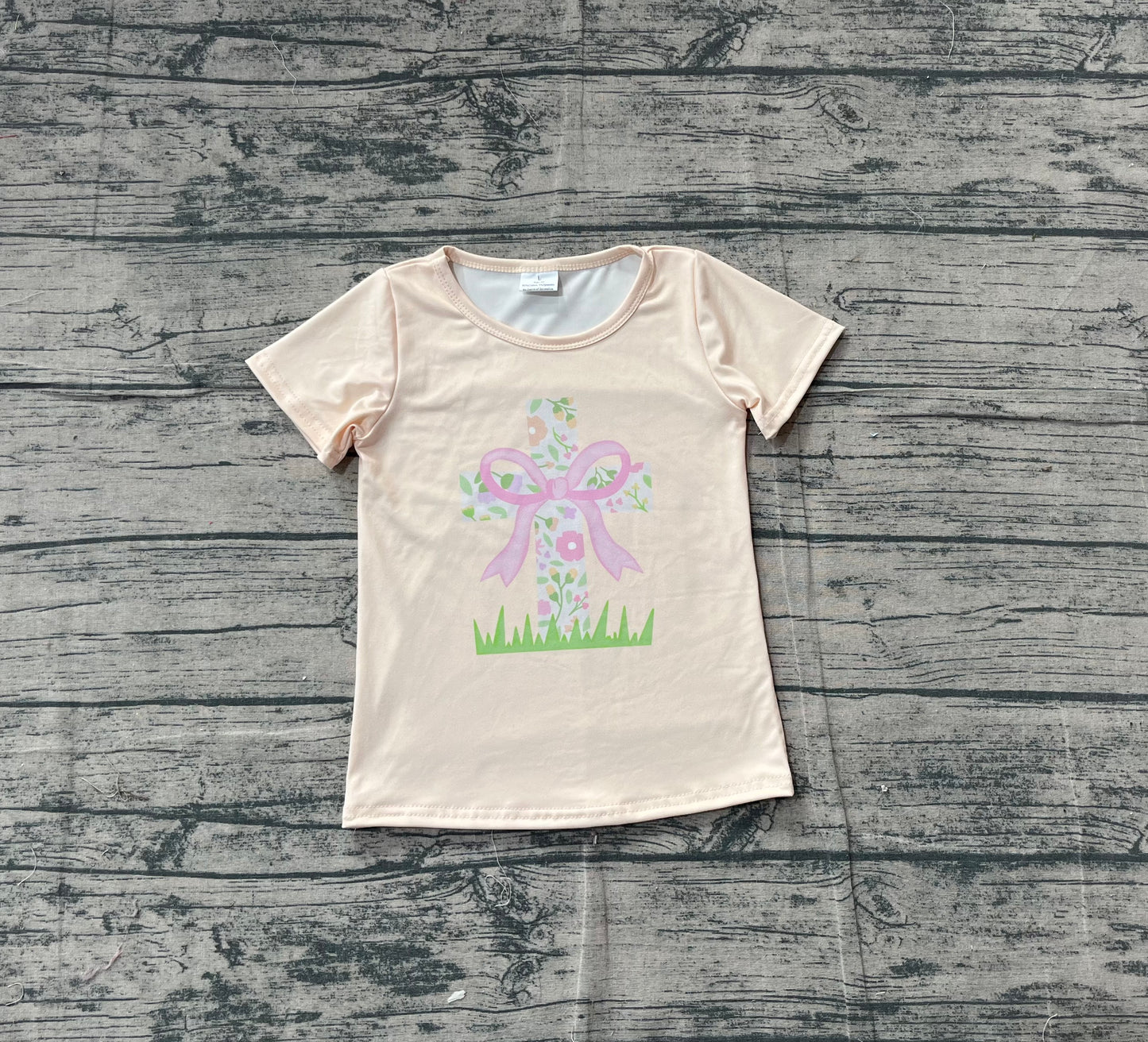 GT1397 Easter cross rabbit top kids girl 202511 preorder