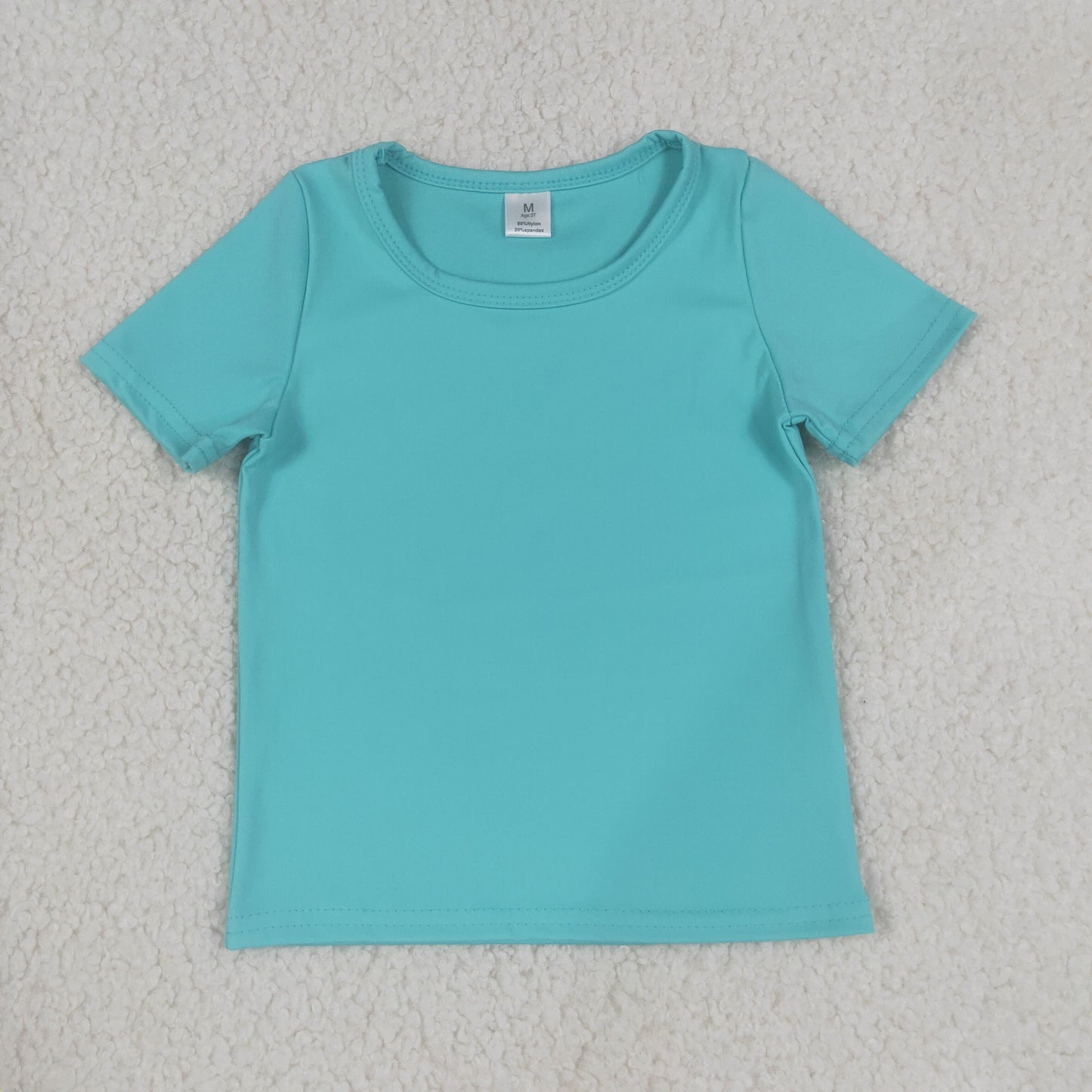 GT1637 Teal blue solid color yoga tee girl top 202607 RTS