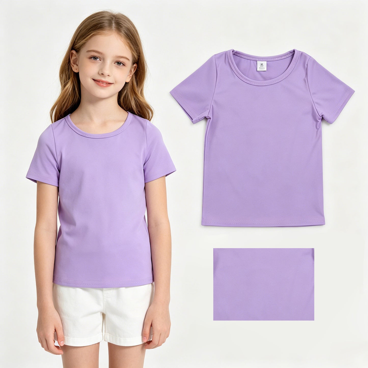 GT1638 purple solid color yoga tee girl top 202607 RTS