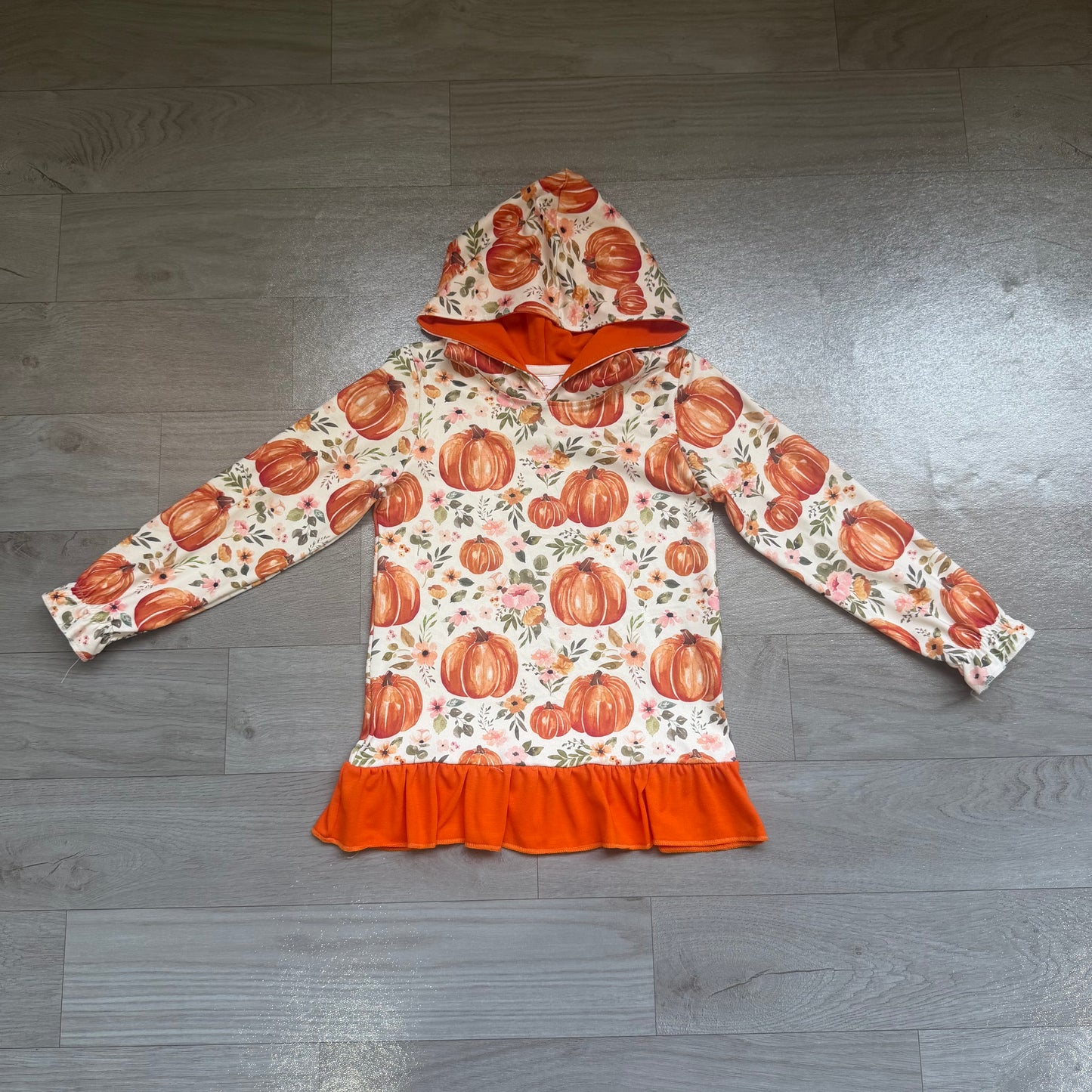 GT1647 halloween pumpkin hoodie ruffle girl top coat pullover 202607