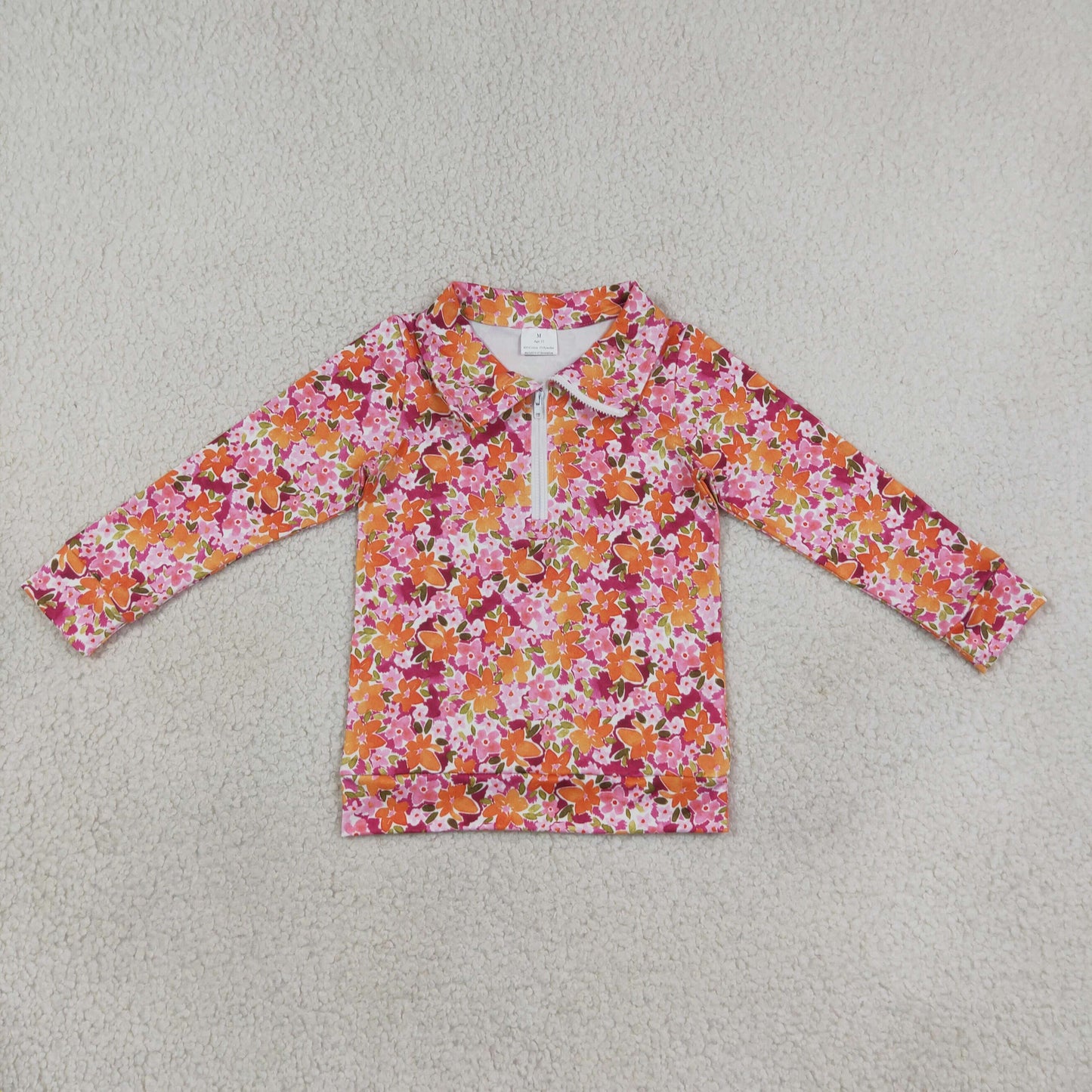 GT1652 button ZIPPER FLOWER shirt girl top coat pullover 202608 RTS