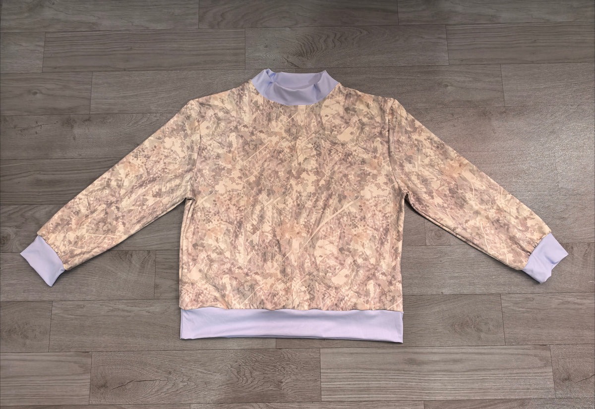 Sample-Real Pics GT1882 Women Clothes Floral Camo Print Long Sleeve Mock Neck Sweatshirt