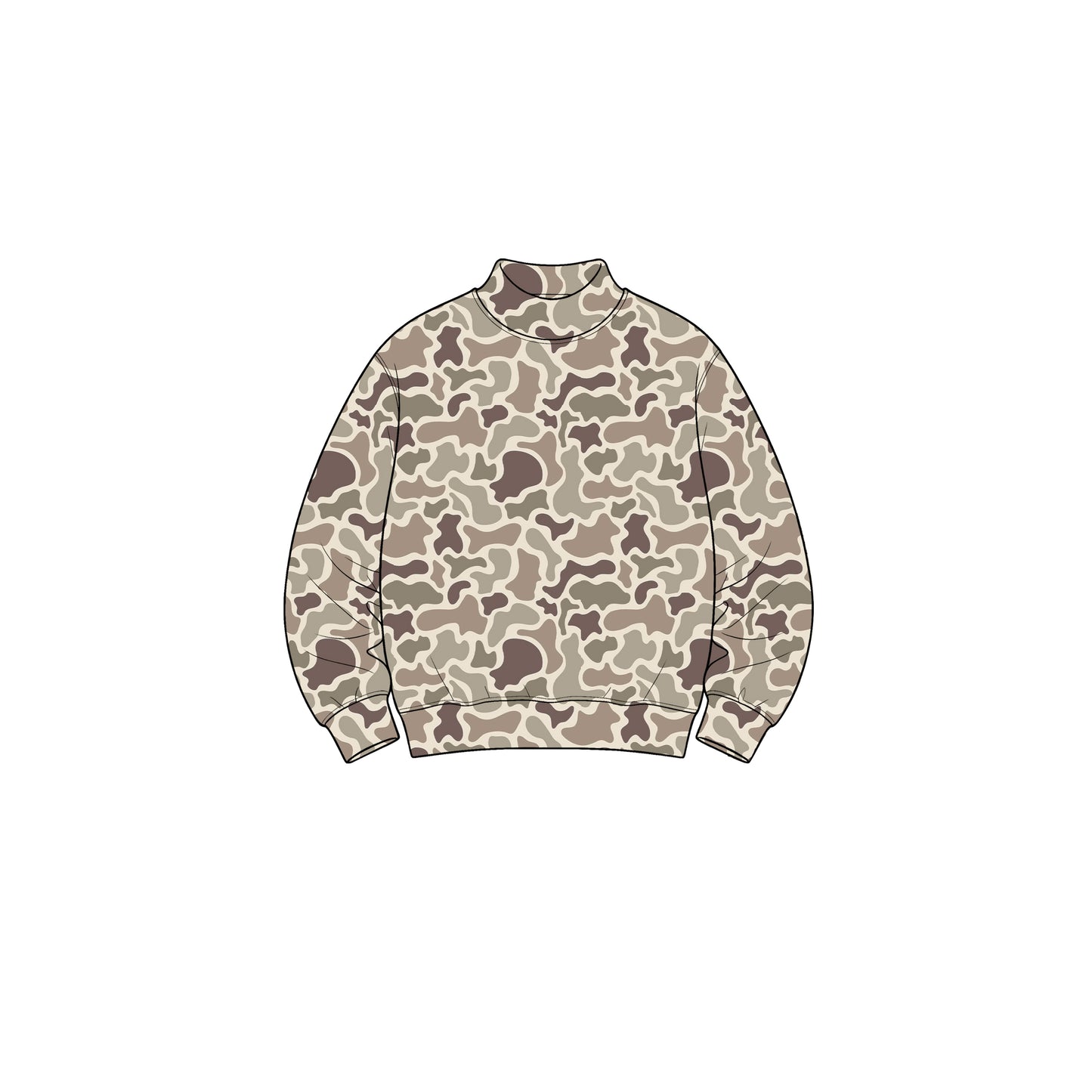 GT1900Yoga girl long sleeve Mock Neck Sweatshirt Oversized Woodland Camouflage Pullover oversize top 202609 preorder