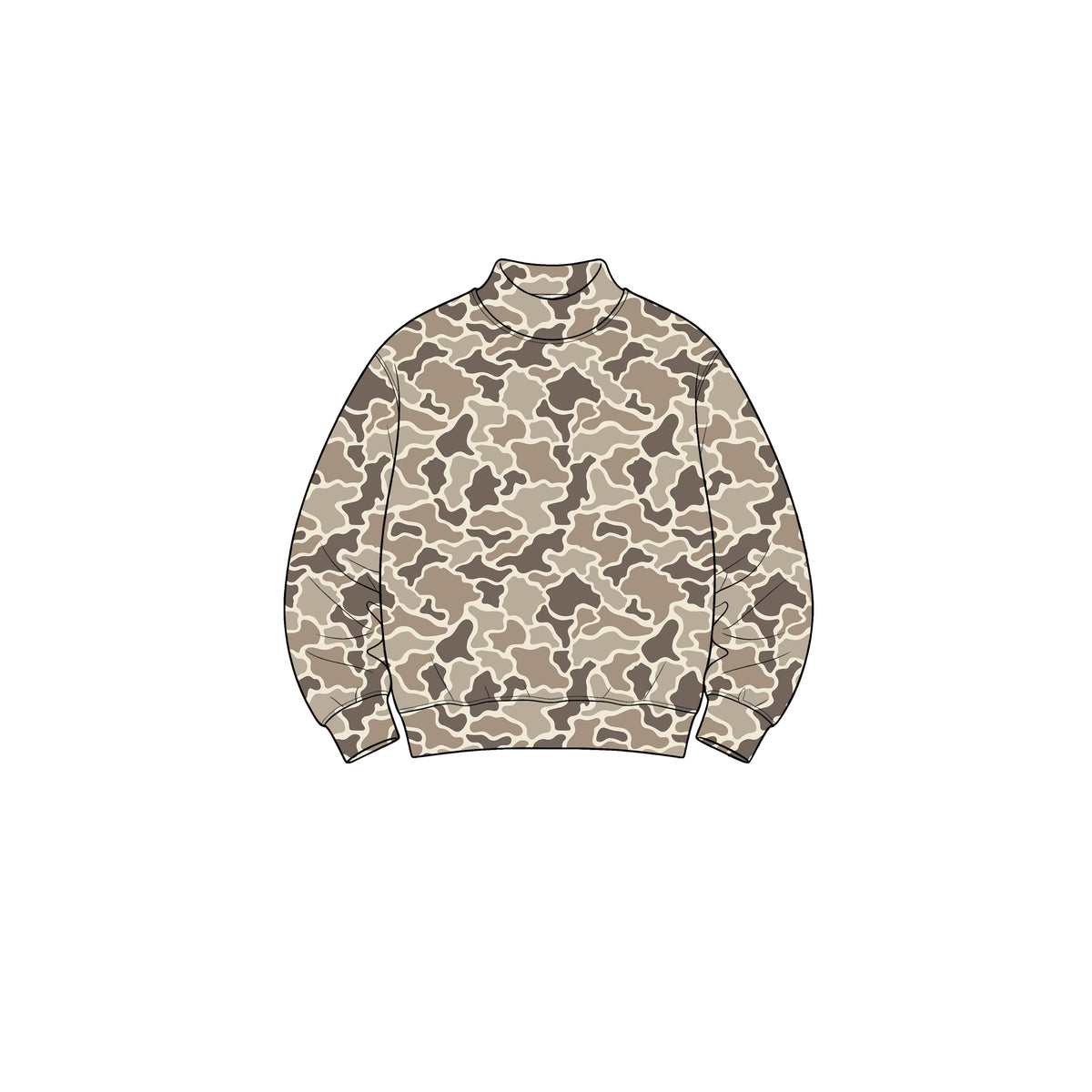 GT1901 Yoga girl long sleeve Mock Neck Sweatshirt Oversized Woodland Camouflage Pullover oversize top 202609 preorder