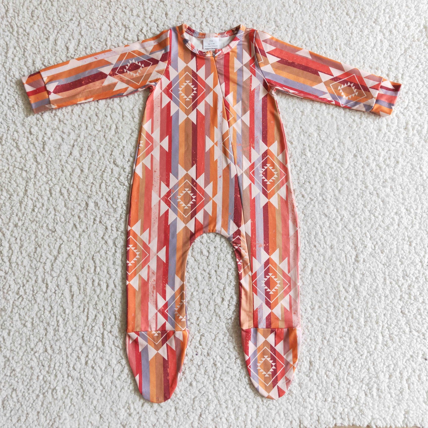 promotion price LR0168 geometry long sleeve baby girl bubble romper RTS