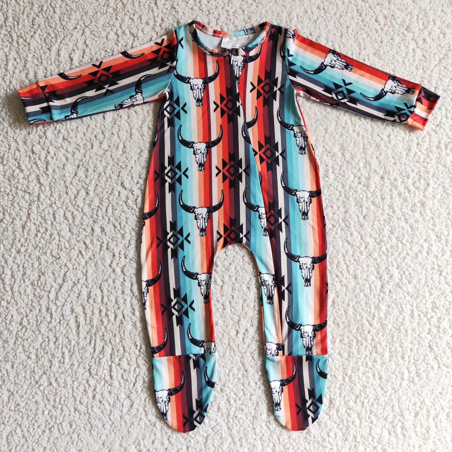 promotion price LR0169 geometry western cow long sleeve baby girl bubble romper RTS(