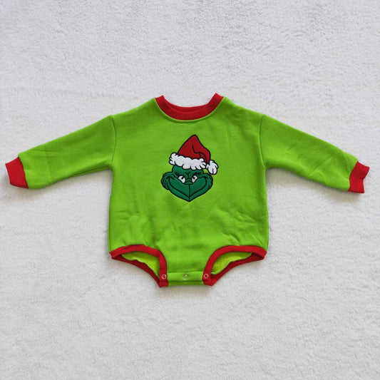 LR0277 grin green Christmas fleece sweatshirt hoodies boy girl bubble romper 20230509 RTS