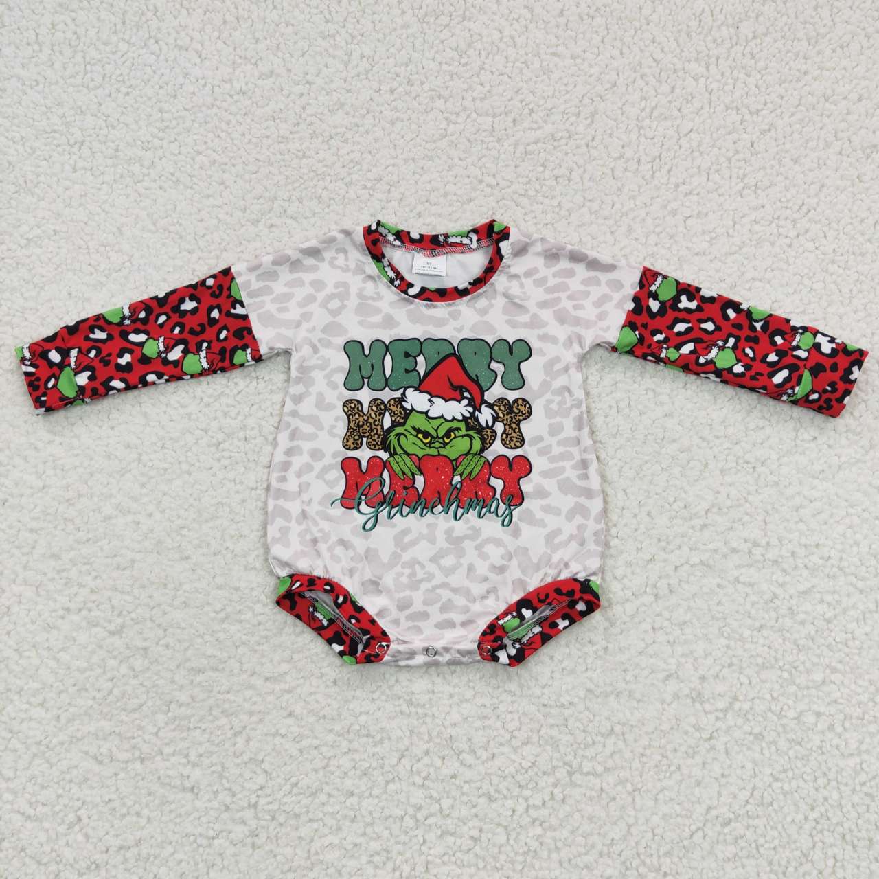 LR0279 Christmas grin Long sleeve girl summer romper rts 20230522