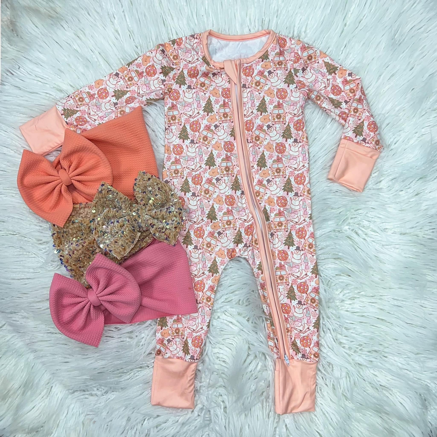 LR0295 christmas trees Zipper girl romper 20230520 RTS