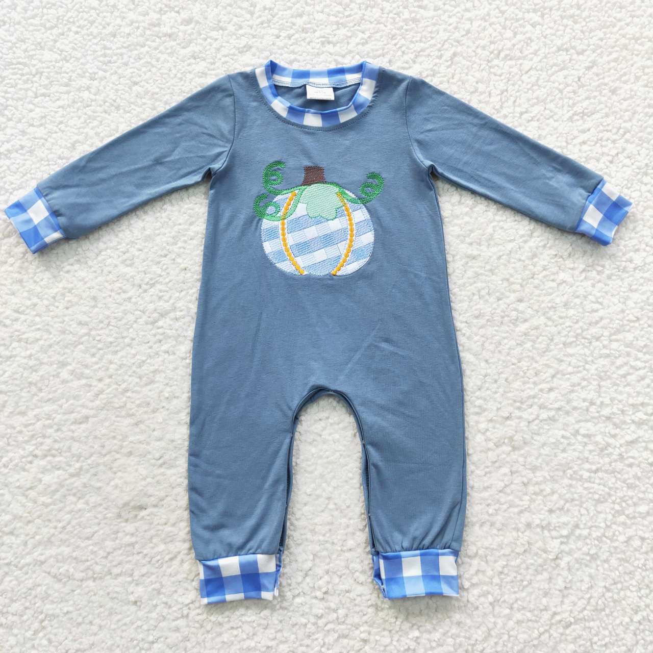 LR0319 pumpkin embroidery helloween long sleeve boy romper 20230804 RTS