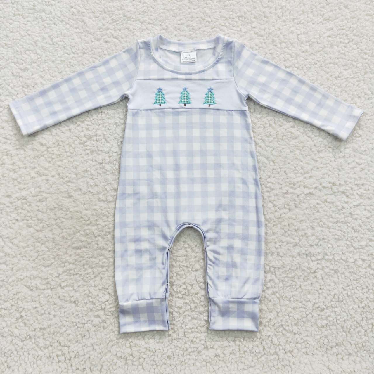 LR0335 embroidery christmas tree long sleeve summer set boy romper 20230720 RTS