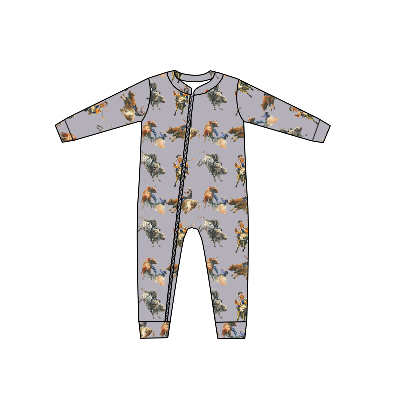 LR0343 preorder cow western long sleeve boy romper 20230522 preorder