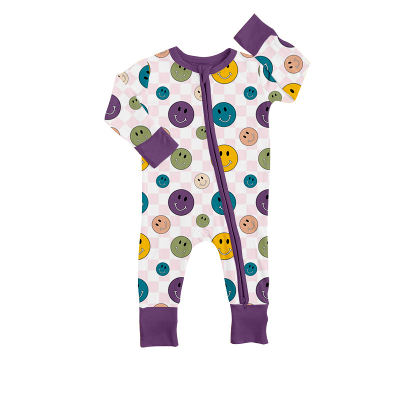 LR0397 preorder smile face long sleeve children girl boy romper 20230601