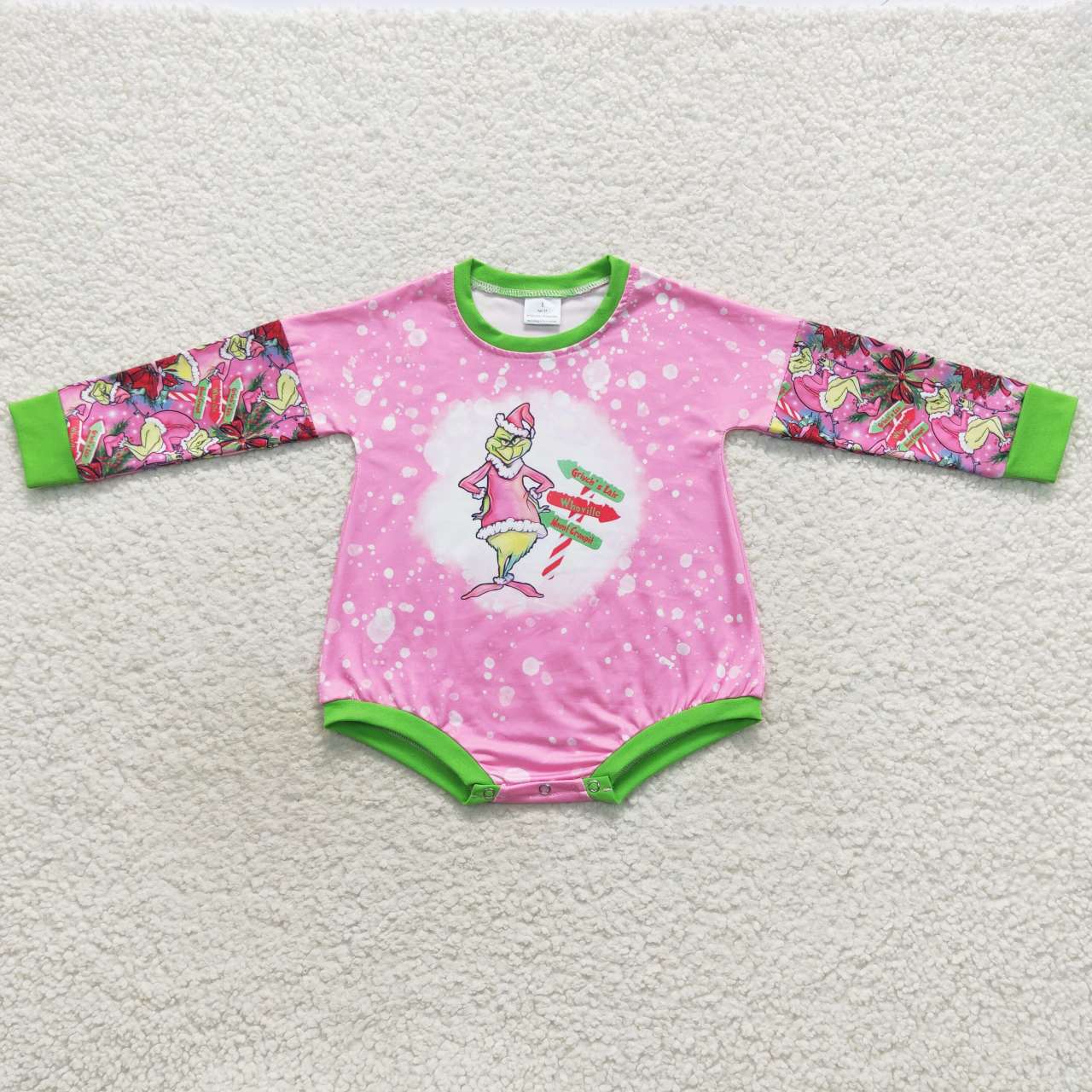 LR0439 RTS western christmas grinch long sleeve boy zipper romper 20230905