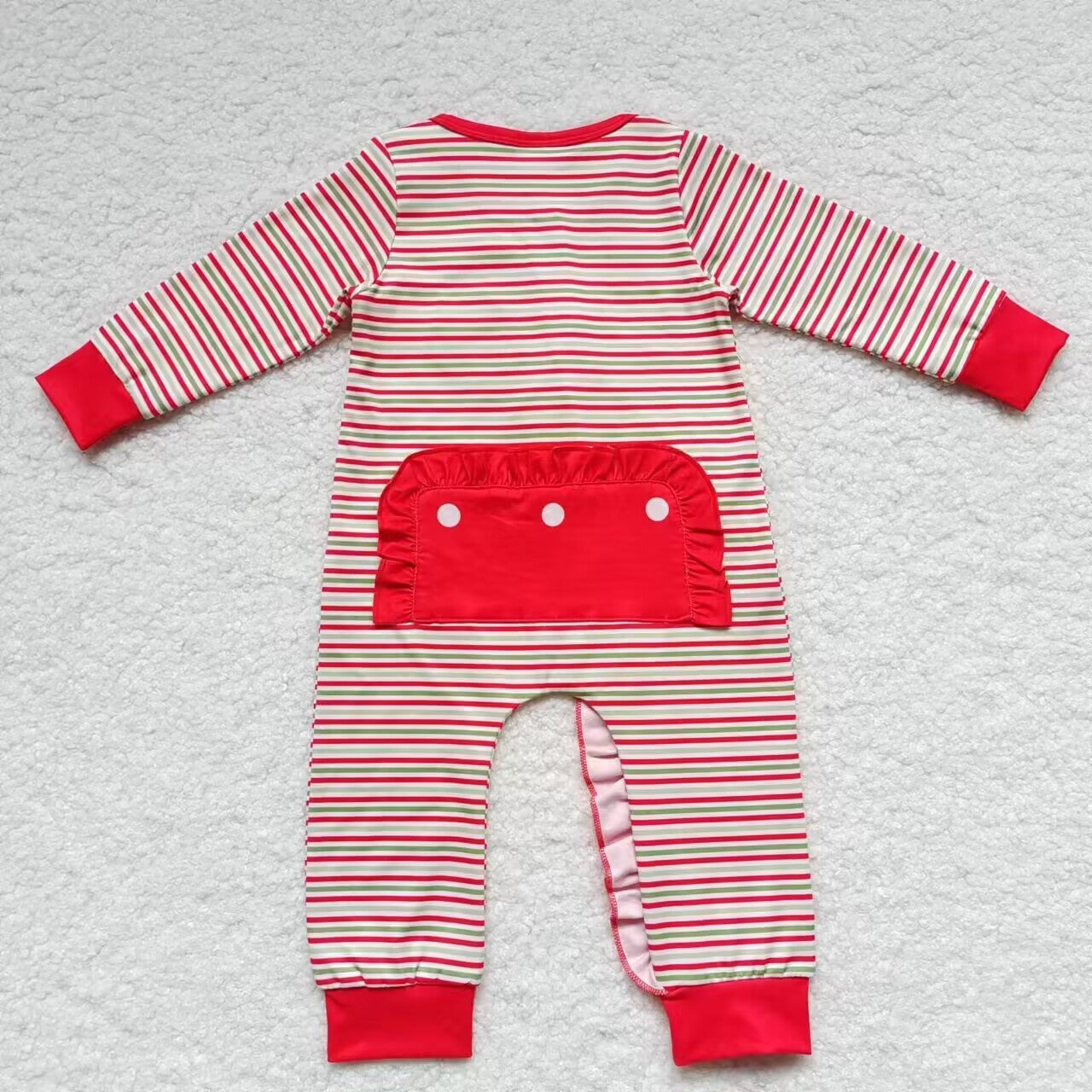 LR0441 Christmas Santa embroidered stripe long sleeve girls bubble romper 202300804
