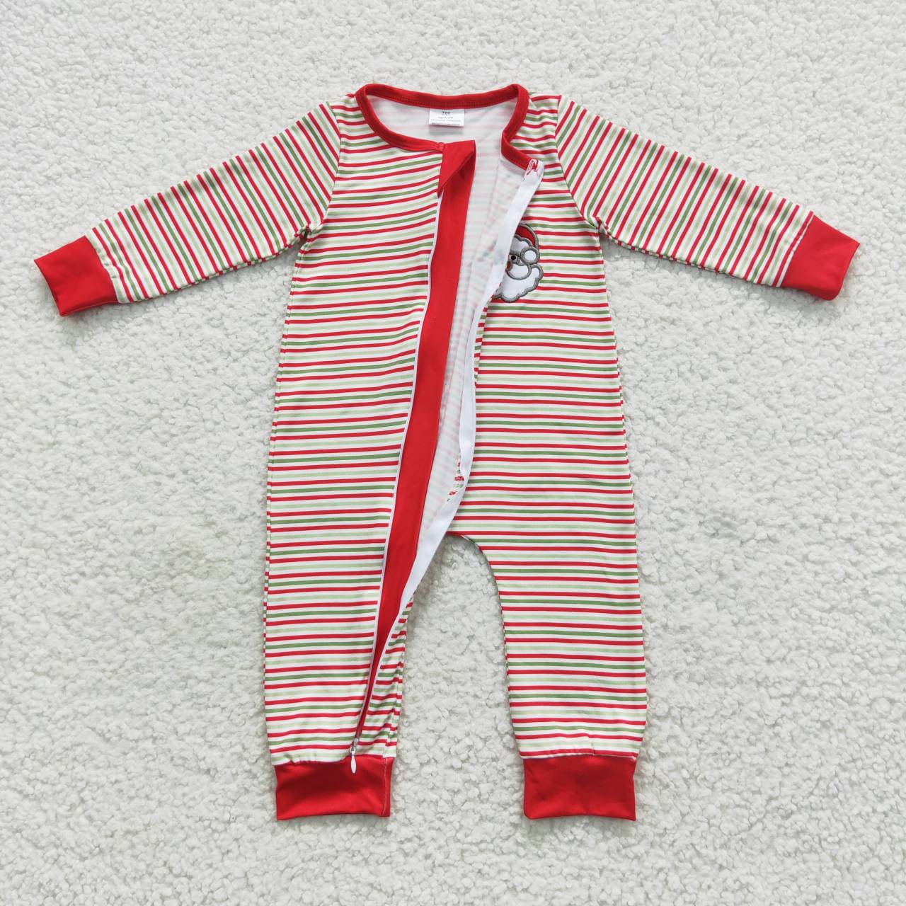 LR0442 Christmas Santa stripe long sleeve boy bubble romper RTS 202300804