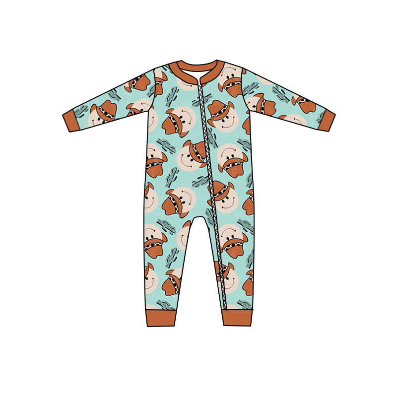 LR0447 preorder smile face long sleeve girl boy romper 20230613