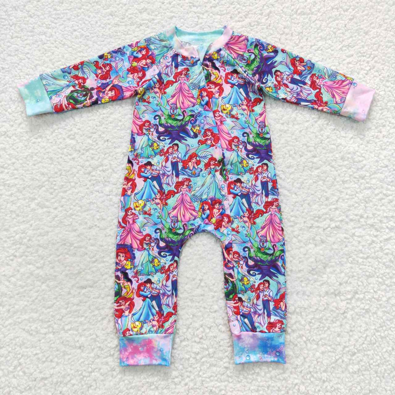 LR0488 cartoon princess long sleeve zip up girl romper 20230727 RTS