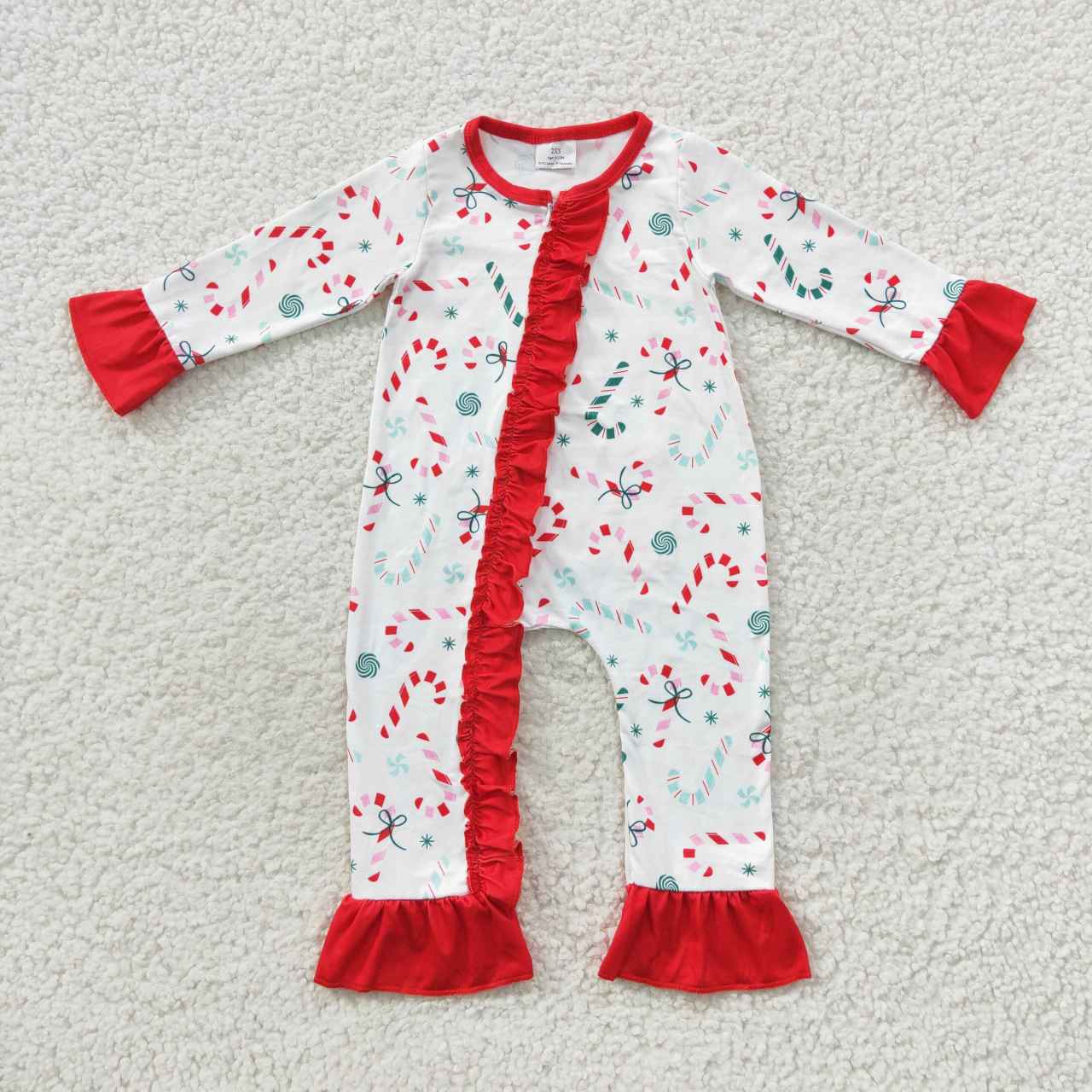 LR1842 RTS Christmas Cane western long sleeve sgirl boys romper 202410 RTS