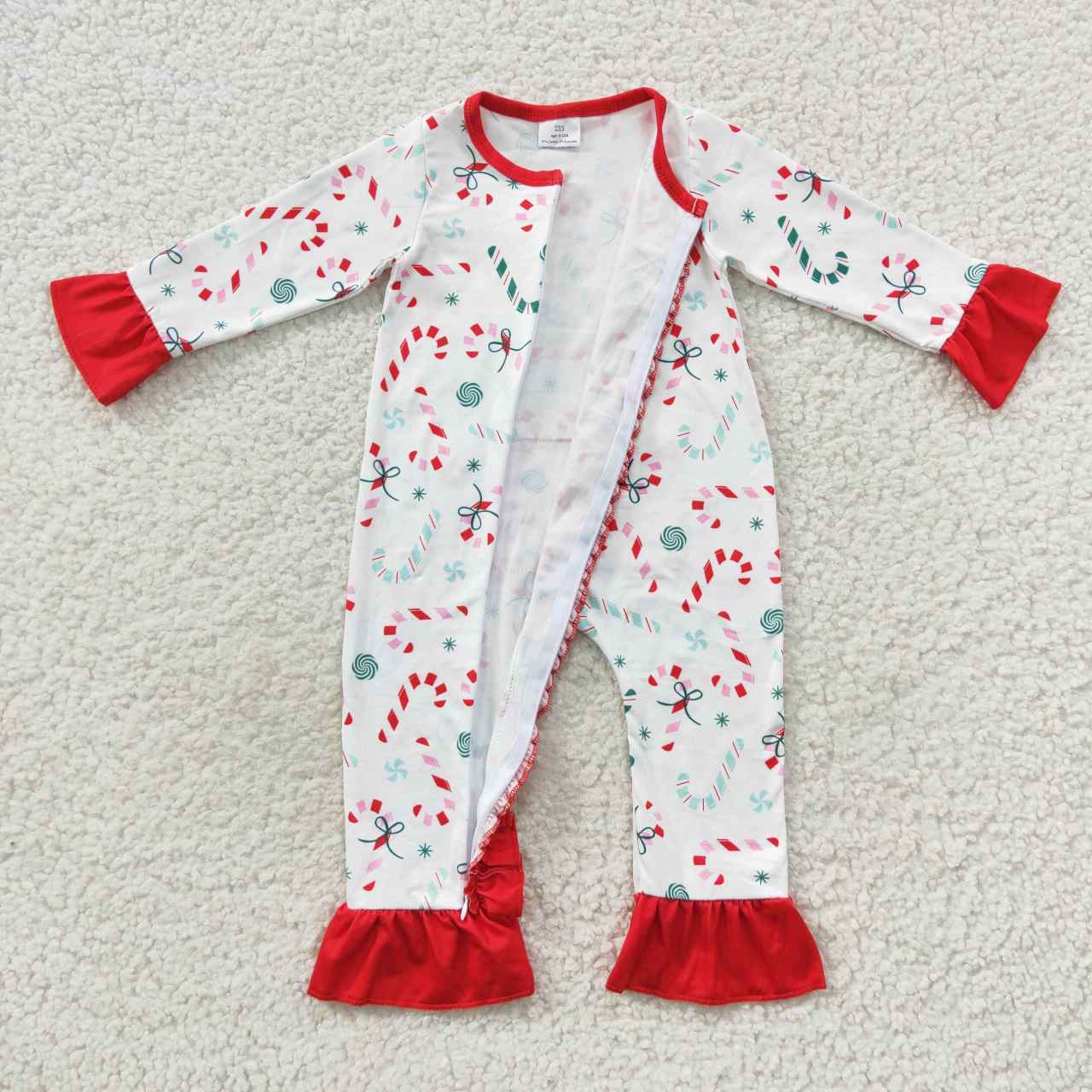 LR1842 RTS Christmas Cane western long sleeve sgirl boys romper 202410 RTS