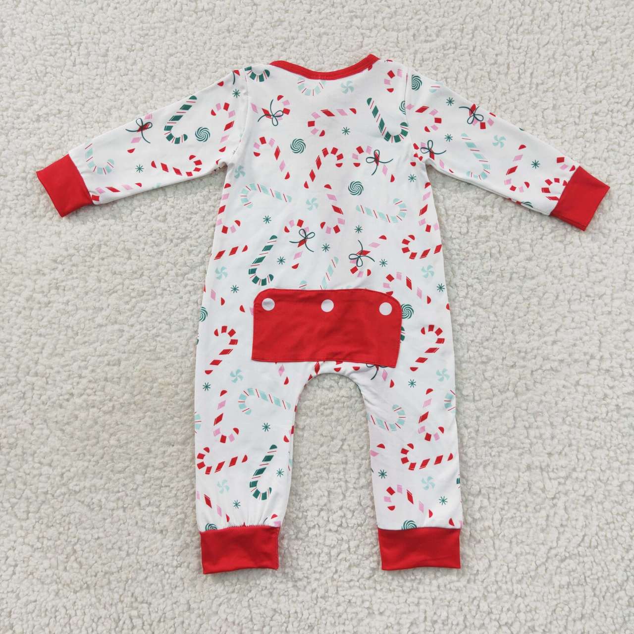 LR0506 zip up Christmas candy long sleeve boy girl romper 20230819