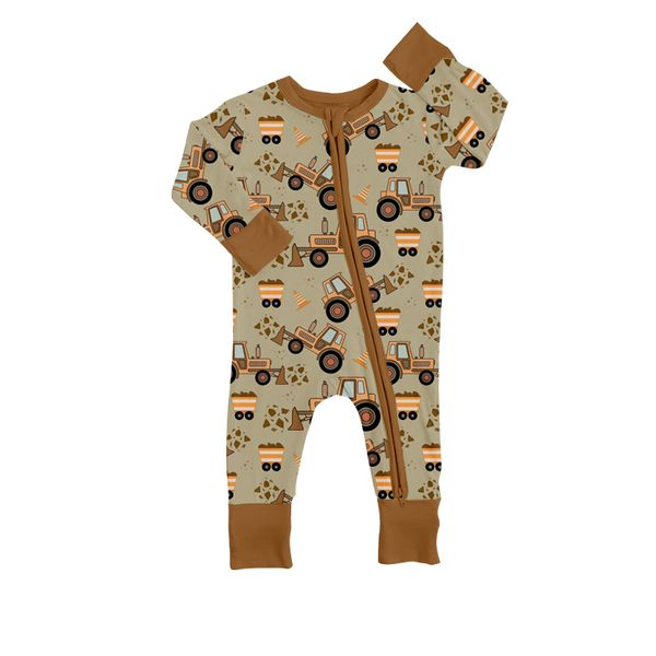 LR0508 excavator boy western long sleeve boy romper 20231204 RTS