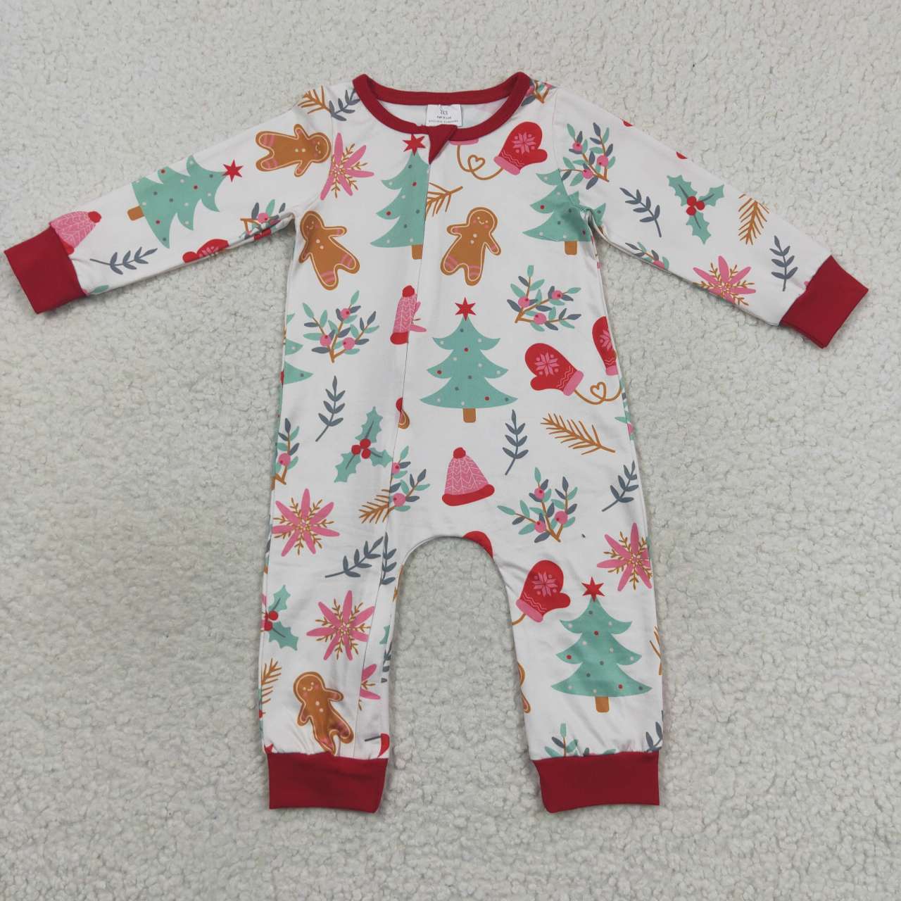 LR0522 RTS zip up gingerbread Christmas long sleeve girl romper 20230828
