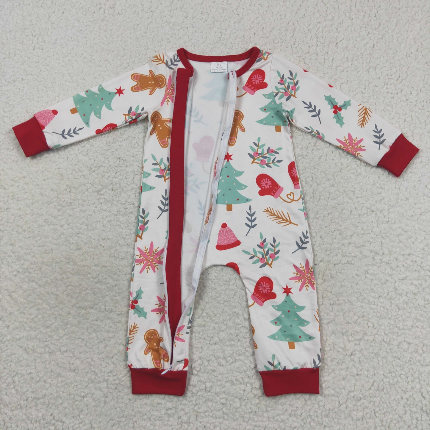 LR0522 RTS zip up gingerbread Christmas long sleeve girl romper 20230828