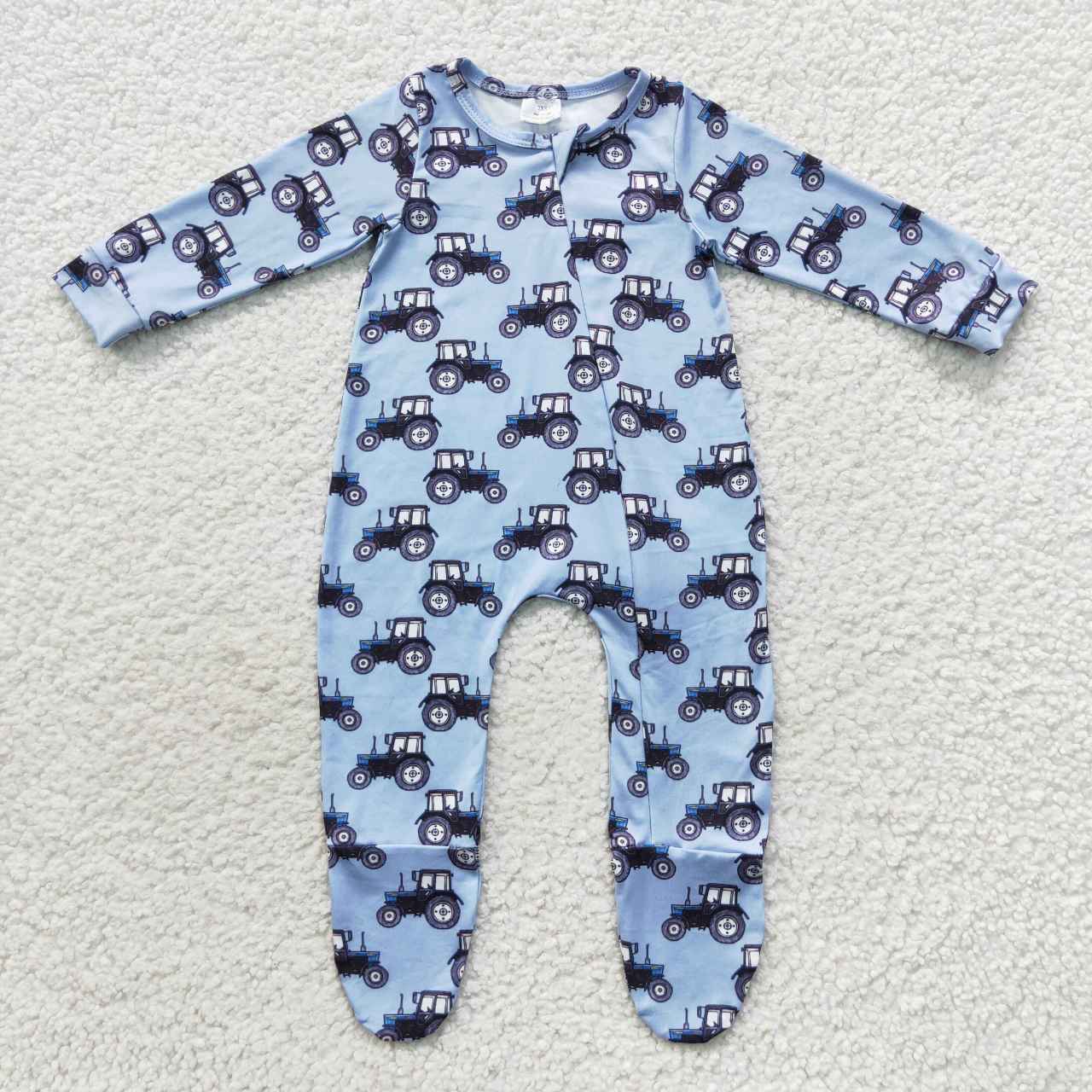 LR0537 RTS tractor western blue long sleeve summer boys romper 20230821