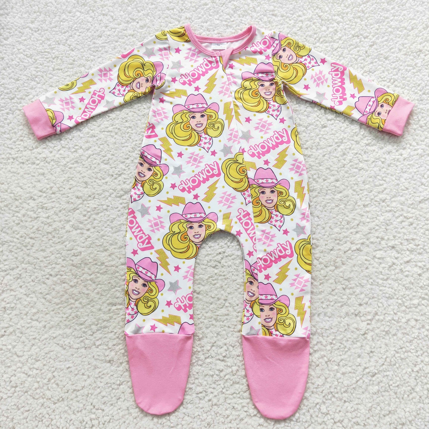 LR0545 dolly star western zip up long sleeve girl romper 20230828 RTS