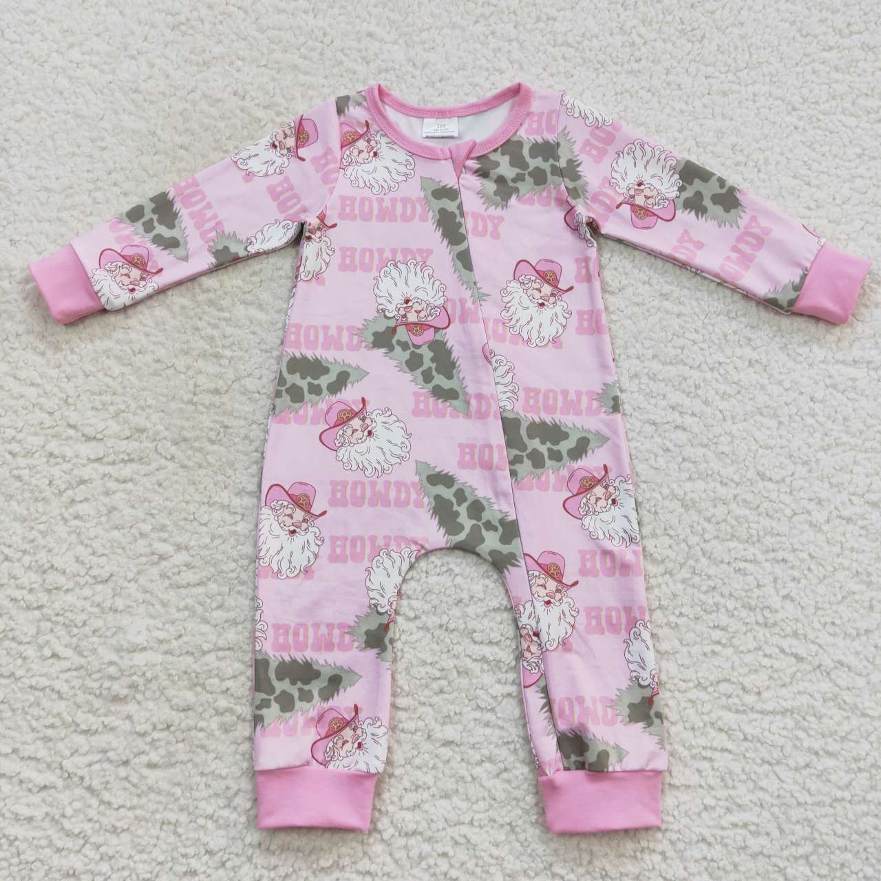 LR0548 Christmas santa western zip up long sleeve girl romper 20230909 RTS