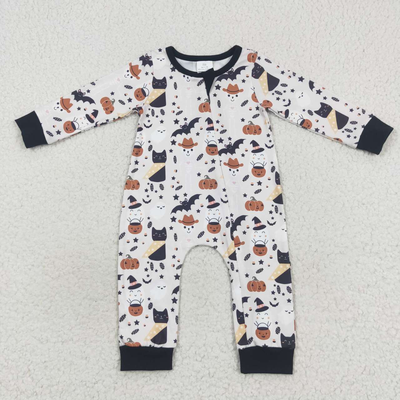 LR0554 halloween bat western zip up long sleeve boy romper 20230830 RTS