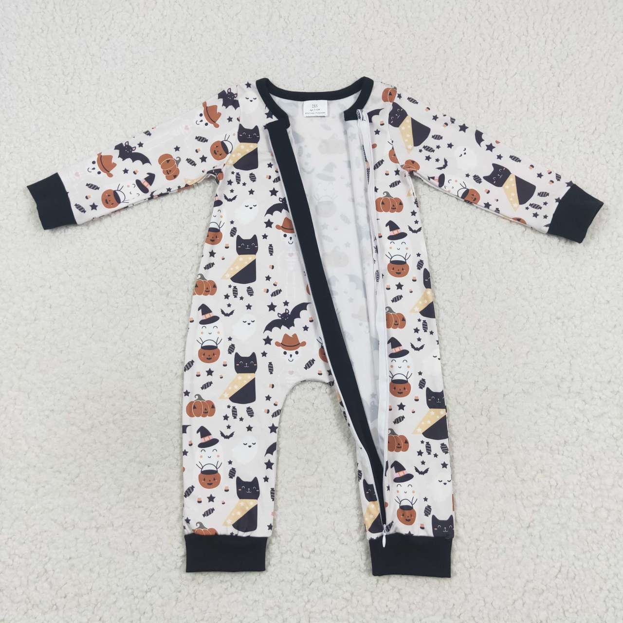 LR0554 halloween bat western zip up long sleeve boy romper 20230830 RTS